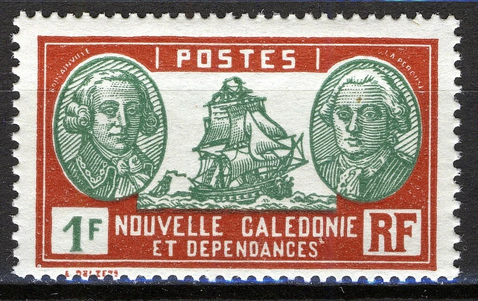 New Caledonia 1940, 1Fr Ship L’Astrolabe MNH, Yv 184 - Image 1 of 1