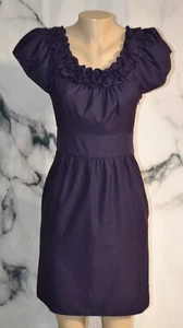 THE LIMITED Navy Blue Sheath Dress 4 Cap Sleeve Ruffle Trim at Front Neckline - Picture 1 of 8