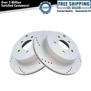 Performance Brake Rotor Drilled & Slotted Coated Rear Pair for Nissan - Picture 1 of 5