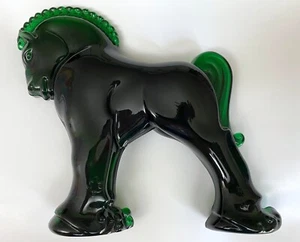Heisey by Mosser Animal Figurine CLYDESDALE HORSE HUNTER GREEN for Longaberger - Picture 1 of 7
