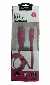 Bytech Micro USB Cable Sync/Charge 6 Feet Tablets & Smartphones Pink - Picture 1 of 2