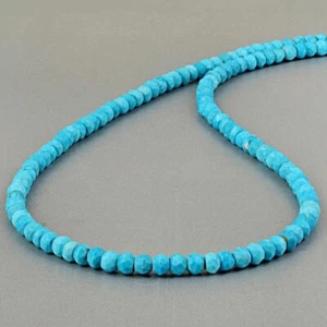 Sleeping Beauty Turquoise Minimalist Gemstone Beads Necklace 925 Sterling Silver - Picture 1 of 10