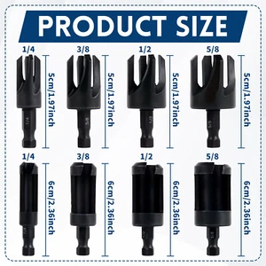 8Pcs Wood Plug Cutter Drill Bit Set 1/4 Inch Hex Shank Straight and guxIB - Picture 1 of 11