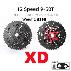 Casete de bicicleta de montaña 12 velocidades 12s negro ajuste SRAM XD hub 9-50T 10-52T - Imagen 1 de 11
