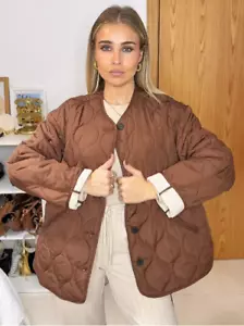 ZARA BNWT 2025. TOFFEE BROWN QUILTED JACKET WATER REPELLENT POCKET. 1255/706/745 - Picture 1 of 12