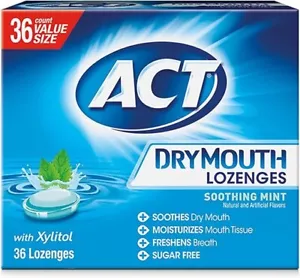ACT Dry Mouth Lozenges With Xylitol, Soothing Mint, 36 Count - Picture 1 of 7