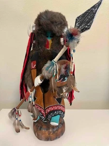 Vintage Native American Kachina Doll Buffalo Black Maiden "YUMA" 16" Hopi/Navajo - Picture 1 of 22