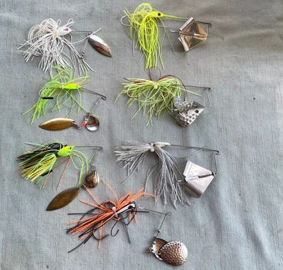 Спиннер приманка рыболовная приманка одиночный двойной лезвие лот 7 белый зеленый оранжевый черный свинец - Изображение 1 из 4