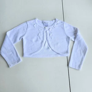 Bonnie Jean Girl's Sweater Shrug Bolero Dressy 3D Applique Knit Crochet White 6X - Picture 1 of 7