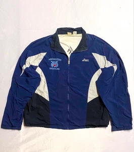 Vintage ASICS y2k Windbreaker Jacket XL Two Toned Northwestern High Maryland - Picture 1 of 13