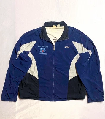 Vintage ASICS y2k Windbreaker Jacket XL Two Toned Northwestern High Maryland - Image 1 of 4