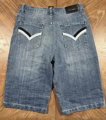 Raw Blue Jean Shorts Jorts Size 34x14 Baggy Long Y2K Grunge jnco Style - Image 1 of 4
