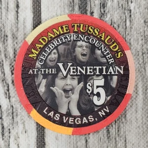 Vintage The Venetian Casino Madame Tussauds Las Vegas Nevada $5 Poker Chip - Picture 1 of 4