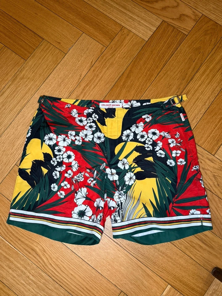 Коричневые плавки Orlerbar с цветочным принтом размер 34 - Изображение 1 из 3