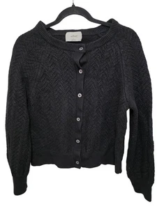 Aritzia Wilfred Women's Black Button-Up Knit 100% Marino Wool Cardigan Sweater S - Picture 1 of 9