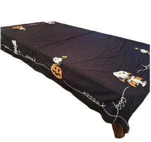 Pottery Barn Kids Peanuts Halloween Embroidered Tablecloth Snoopy Black 70”X 90” - Picture 1 of 5