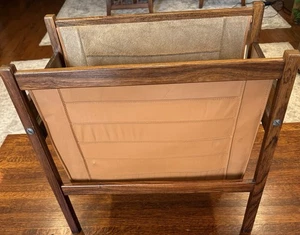 Rare Danish Modern Solid Rosewood Leather Magazine Rack By Torbjorn Afdal Vtg - Picture 1 of 12