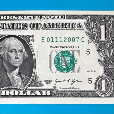 January 11, 2007 (E 01112007 C) BIRTHDAY $1 One Dollar Bill *UNC* - Image 1 of 4