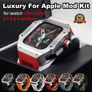 For Apple Watch Ultra2&Ultra1 49mm 987 44/45mm Stainless Steel Case Rubber Band - Picture 1 of 43