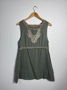Mini Vestido Ewa I Walla Gris Claro Encaje Sin Mangas Lagenlook Talla S - Imagen 1 de 12