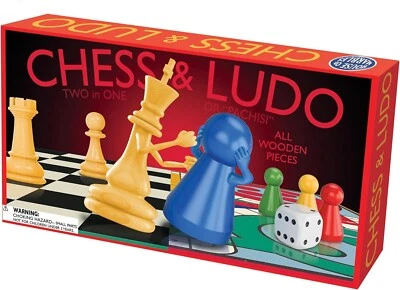 CHESS & LUDO BOARD GAME TWO IN ONE - WOODEN PIECES FAMILY FUN GREAT GIFT - Image 1 of 3
