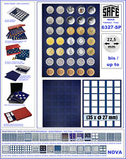 Safe plateau pour monnaies 6327-SP Bleu Velourseinlagen 35 Carrés cases 27-28 MM