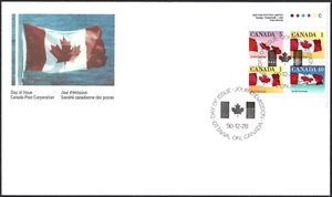 Canada   #1190a    "CANADIAN FLAGS"      Brand New  1990  Ofdc Block Issue - Picture 1 of 2