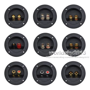 2pcs OD90mm Round 2 Way Speaker Junction Box Copper Wiring Terminal Binding Post - Picture 1 of 15