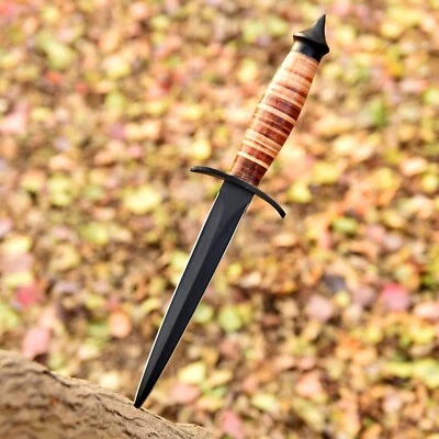 AJ SANITY KNIVES Handmade WW2 Double-Edged V42 Military Knife Stiletto Dagger Knife With Sheath