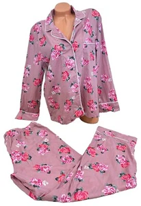 Victoria's Secret Super Soft Pink Rose Pink VS Logo Pajama Set Size L Reg - Picture 1 of 5