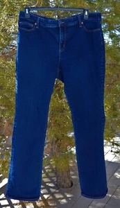 Women's Lands' End Mid Rise Demi Bootcut Jeans Dark Wash Blue 18 Inseam 31.5" - Picture 1 of 12