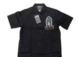 Neues schwarzes geknöpftes Kinderhemd Virgin of Guadalupe, neues Polyesterhemd - Bild 1 von 6