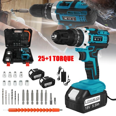 21V 50Nm Akku Bohrschrauber Set Akkuschrauber Bohrmaschine mit 2 Akkus 5,5Ah NEU - Bild 1 von 4