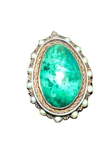 Antik/Vintage 935 Silber Eilat Stein Anhänger Pin Brosche Nachlass Fund 1920-40 - Bild 1 von 8