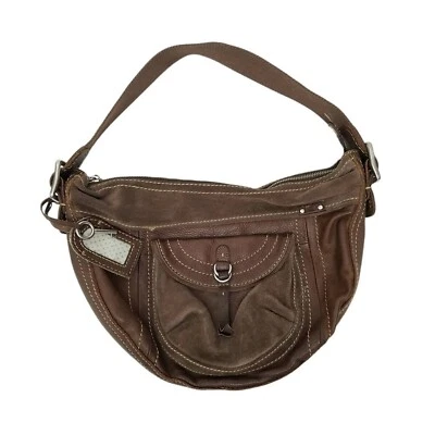 Bolso de hombro holgado de cuero marrón fósil bolso hobo cartera llave gamuza dos texturas Foto 1 de 4