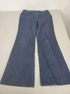 Pantalones Kenneth Cole Azul Oscuro Denim Pierna Ancha Acampanados Talla 10 Foto 1 de 4