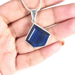 5.8gms Blue Labradorite Gemstone 925 Sterling Silver Bezel Set Pendant 1.50" - Imagen 1 de 7
