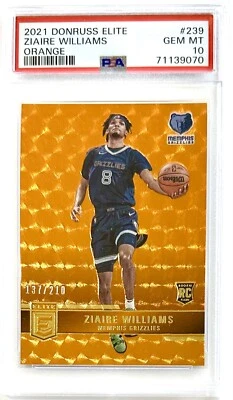 2021-22 Ziaire Williams Donruss Elite Orange Prizm/210 PSA 10 RC POP 3 gemas #239 Foto 1 de 4
