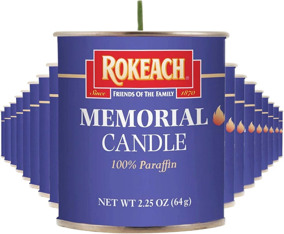 24 Hour Yahrzeit Memorial Tin Candles - 48 Count Tumbler Candles - Image 1 of 4