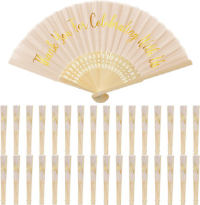 50 Pcs Wedding Fans for Guests Bulk Thanks for Celebrating with Us Fans Silk Han