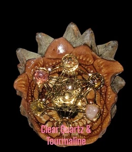 Rare and Unique Knobcone Slice W/ Clear Quartz & Tourmaline Pendant! - Picture 1 of 5