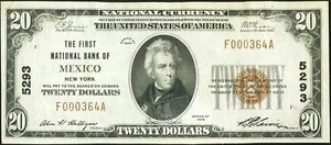 1929 $20 NATIONAL BANKNOTE ~ MEXICO, NEW YORK ~ OSWEGO COUNTY ~ EXTREMELY FINE - Picture 1 of 2