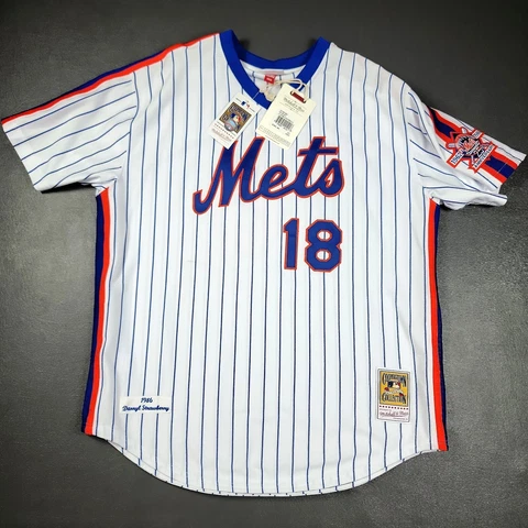 100% Authentic Darryl Strawberry Mitchell Ness 1986 Mets Jersey Size 52 2XL Cover