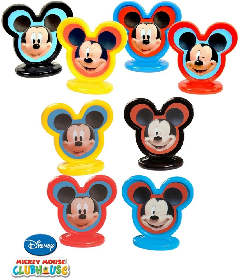 8 Wilton Mickey Mouse Cabeza Cupcake Toppers Decoración Fiesta Rojo Azul Negro Amarillo Foto 1 de 1