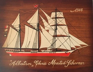 Quadro Veliero Legno Sailing Ship Albatros Three Masted Schooner 1908 - Photo 1/3