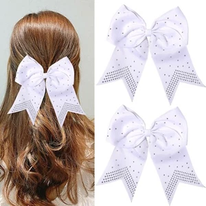 Big Hair Bows Ties Ponytail Holder Bow Hair Bands Glitter Rhinestones Hair Ac... - Picture 1 of 7