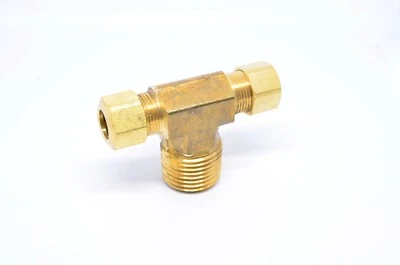 3/8" Tube OD Compression x 1/2" Male Npt Center Branch Tee Fitting HVAC Air - Image 1 of 4