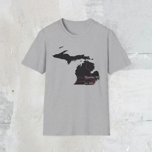 Warren MI Map T-Shirt, Casual Tee, Michigan Gift, Travel Souvenir - Picture 1 of 22