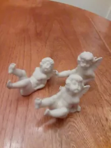 Lot Of 3 Dresden White Bisque Angel Figurine - Picture 1 of 9