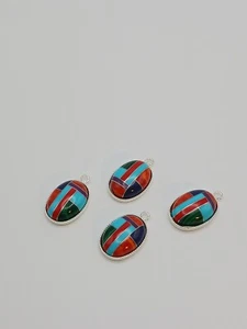 4 Gemstone Mosaic Pendants - Picture 1 of 4